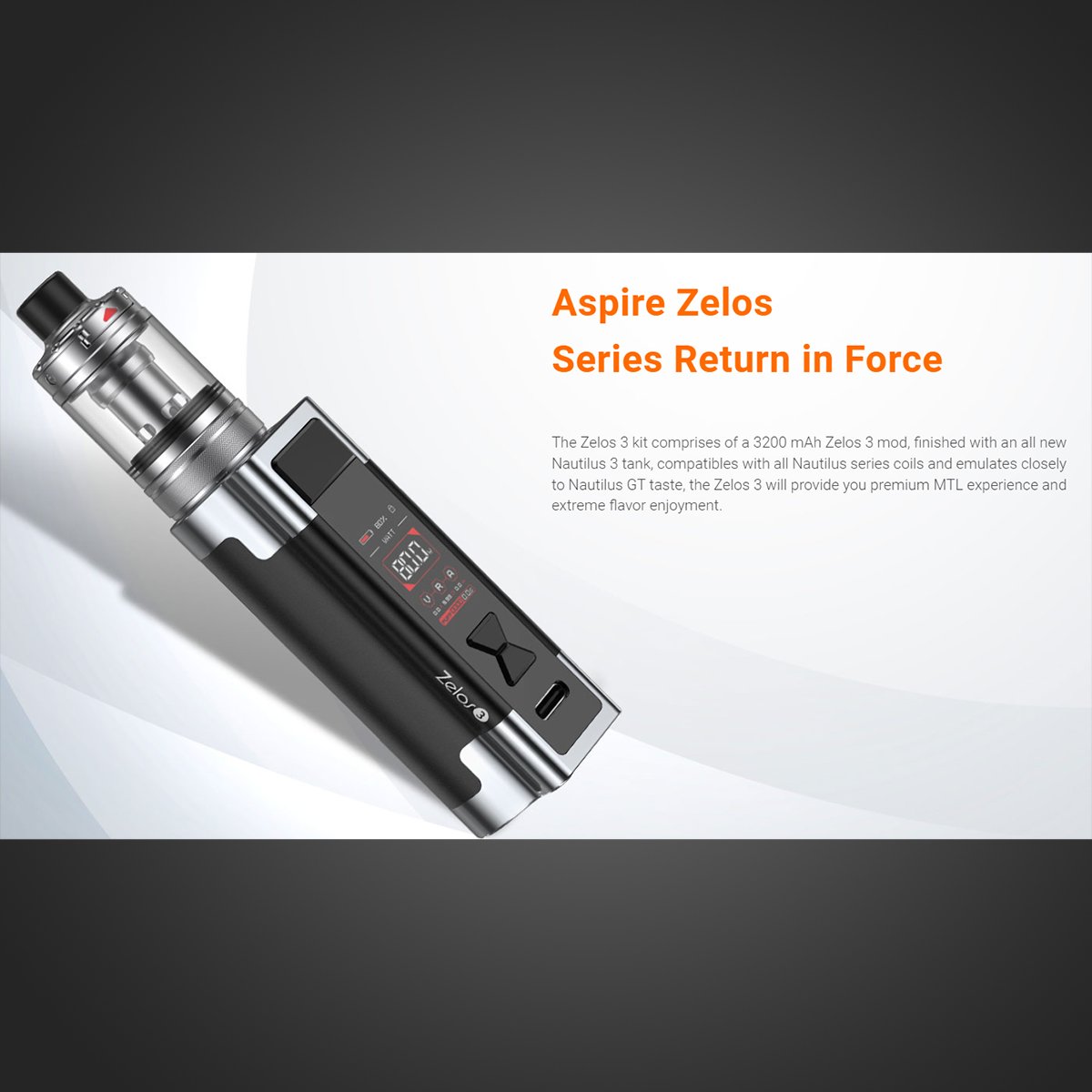Kit Zelos 3 Nautilus - Aspire - Cigarette électronique box longue autonomie